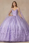 Juliet 1442 Quinceanera Cape Dress Long Ball Gown In Purple