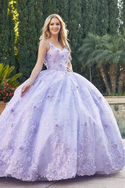 Juliet 1446 Long Quinceanera Dress Ball Gown In Purple
