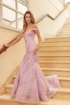 Juliet 2412 Long Formal Mermaid Prom Dress In Purple