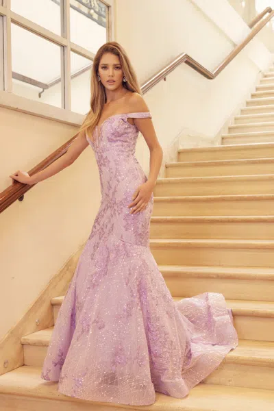 Juliet 2412 Long Formal Mermaid Prom Dress In Purple