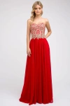 Juliet 608 A Line Long Applique Formal Prom Dress In Red