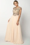Juliet 653 Long Formal A Line Evening Dress In Gold