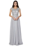 Juliet 657 Long Formal Evening A Line Dress In Silver