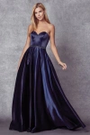 Juliet 688 A Line Long Beaded Formal Evening Prom Dress In Blue