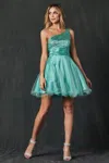 Juliet 733 Glitter Homecoming Short S Line Cocktail Dress In Green