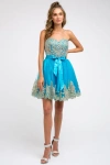 Juliet 759 Homecoming Beaded Mini Cocktail Dress In Blue