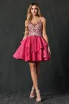 Juliet 760 Homecoming Short Beaded Cocktail Dress In Pink