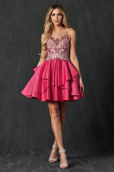 Juliet 760 Homecoming Short Beaded Cocktail Dress In Pink
