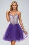 Juliet 778 Beaded Homecoming Short Cocktail Dress In Purple