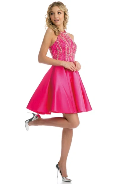 Juliet 785 Homecoming Beaded Short Mini Cocktail Dress In Pink