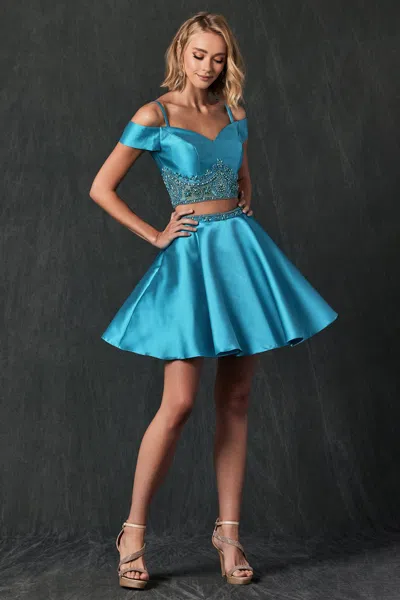Juliet 790 Two Piece Short Homecoming Cocktail Dress In Blue