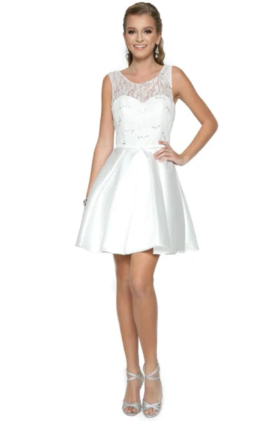 Juliet 807w Sequin Short Lace Wedding Dress In White