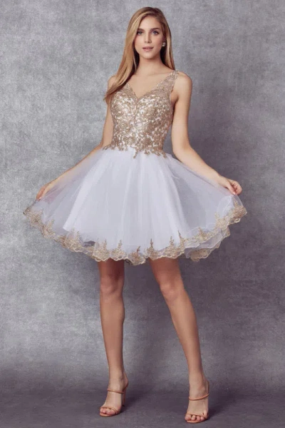 Juliet 835w Short A Line Cocktail Dress In Multi