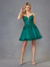 Juliet 859 Homecoming Short Glitter Floral Cocktail Dress In Green