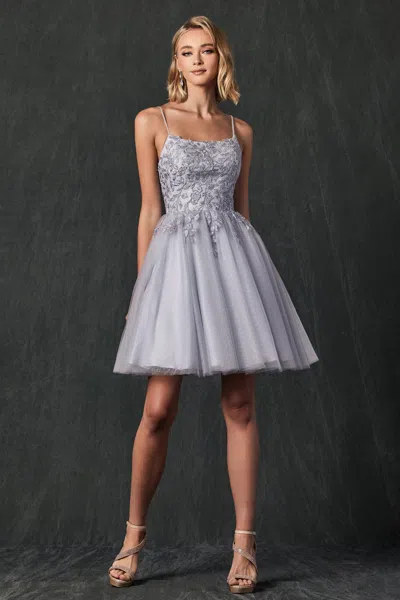 Juliet 860 A Line Short Cocktail Floral Dress In Metallic