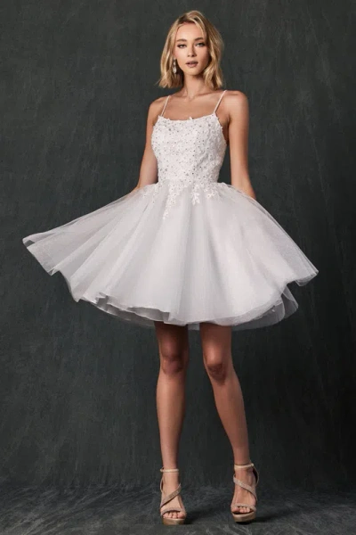 Juliet 860w Short Floral Applique Wedding Dress In White