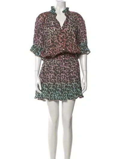Pre-owned Juliet Dunn Animal Print Knee-length Dress In Brown