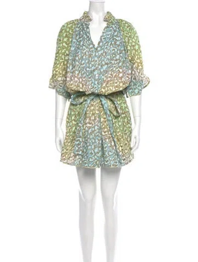 Pre-owned Juliet Dunn Animal Print Knee-length Dress In Green