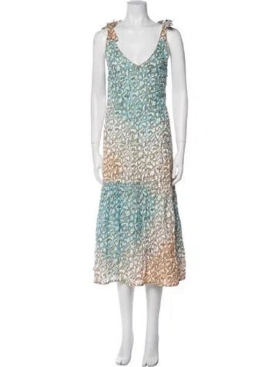 Pre-owned Juliet Dunn Animal Print Long Dress In Neutral