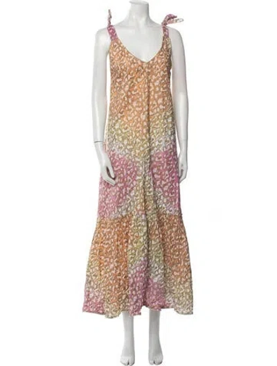 Pre-owned Juliet Dunn Animal Print Long Dress In Orange