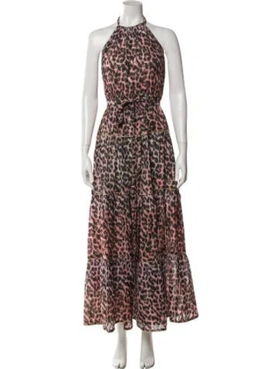 Pre-owned Juliet Dunn Animal Print Long Dress In Pink