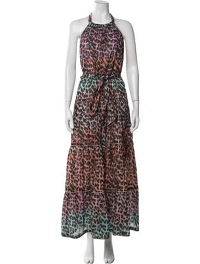 Pre-owned Juliet Dunn Animal Print Long Dress In Purple