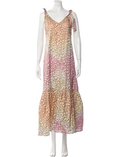 Pre-owned Juliet Dunn Animal Print Long Dress W/ Tags In Orange