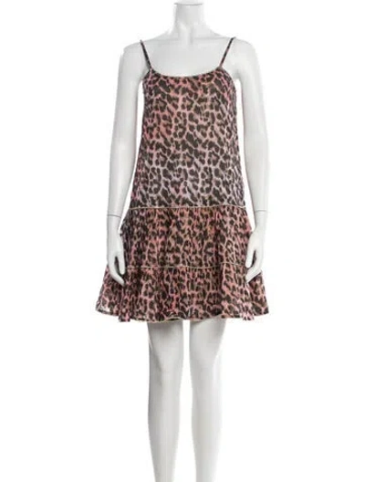 Pre-owned Juliet Dunn Animal Print Mini Dress In Metallic/pink