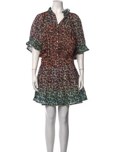 Pre-owned Juliet Dunn Animal Print Mini Dress In Metallic/purple