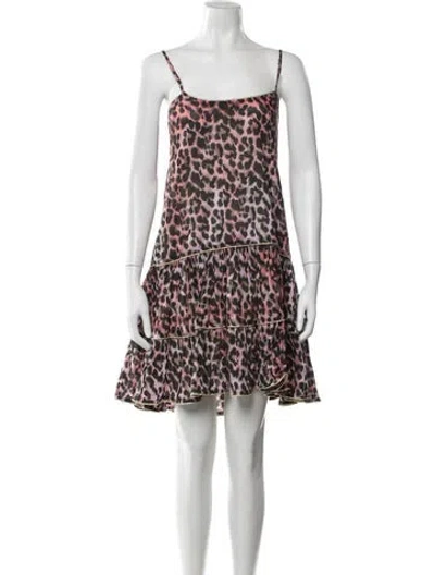 Pre-owned Juliet Dunn Animal Print Mini Dress In Pink