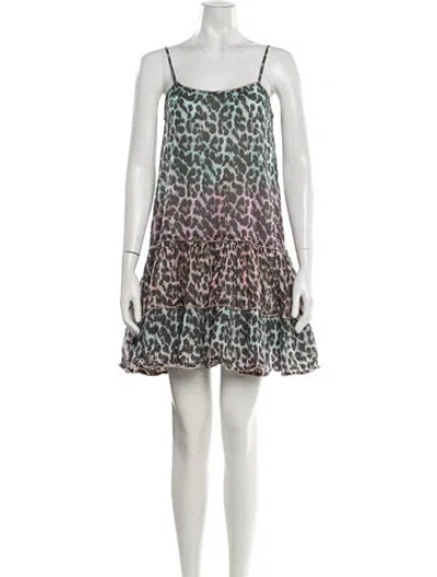 Pre-owned Juliet Dunn Animal Print Mini Dress In Silver
