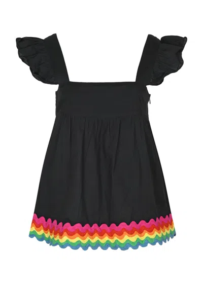 Juliet Dunn Baby Doll Top With Rainbow Ric Rac Trim
