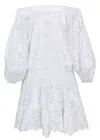 Juliet Dunn Boho Layer Dress In Palladio Block Print White