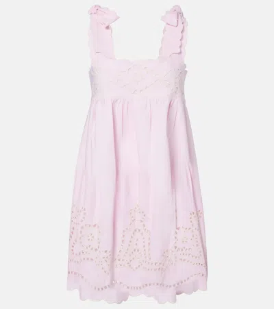 Juliet Dunn Broderie Anglaise Cotton Minidress In Pink