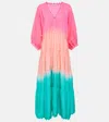 Juliet Dunn Colorblocked Tiered Silk Maxi Dress In Multicoloured