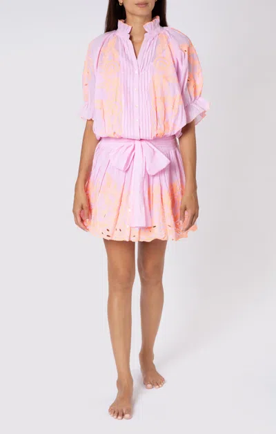 Juliet Dunn Contrast Cut Out Embro Blouson Dress