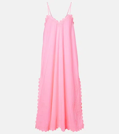 Juliet Dunn Cotton Poplin Midi Dress In Pink