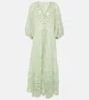 Juliet Dunn Embellished Cotton Kaftan In Sage