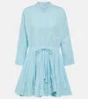 Juliet Dunn Embroidered Cotton Minidress In Blue
