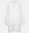 Juliet Dunn Embroidered Cotton Minidress In White