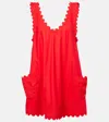 Juliet Dunn Embroidered Cotton Poplin Minidress In Red