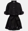 Juliet Dunn Embroidered Cotton Poplin Minidress In Black