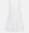 Juliet Dunn Embroidered Cotton Poplin Minidress In White