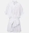 Juliet Dunn Embroidered Cotton Poplin Minidress In White