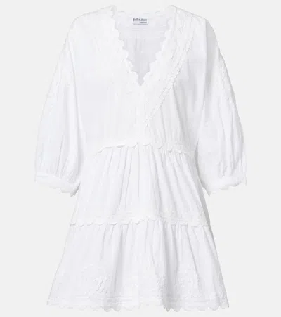 Juliet Dunn Embroidered Cotton Poplin Minidress In White