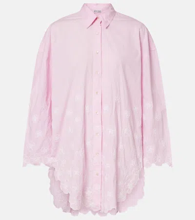 Juliet Dunn Embroidered Cotton Poplin Shirt In Multi