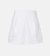 Juliet Dunn Embroidered Cotton Poplin Shorts In White