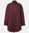 Juliet Dunn Embroidered Cotton Shirt In Red
