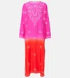 Juliet Dunn Embroidered Ombré Silk Kaftan In Pink