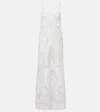 Juliet Dunn Embroidered Semi-sheer Cotton Maxi Dress In Neutral